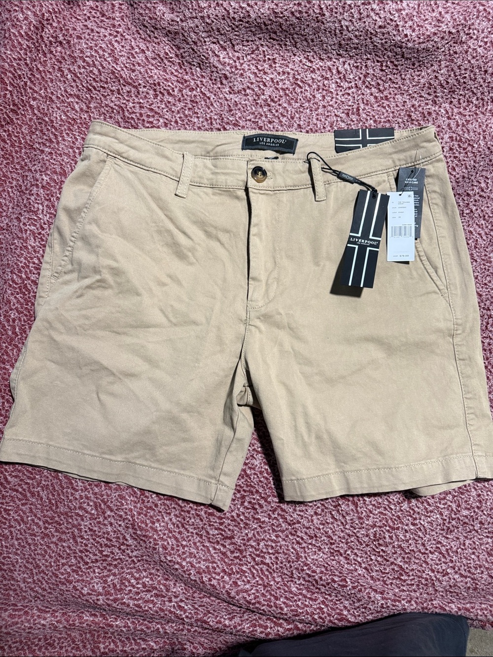 Liverpool Men's Flat Front Tan Shorts